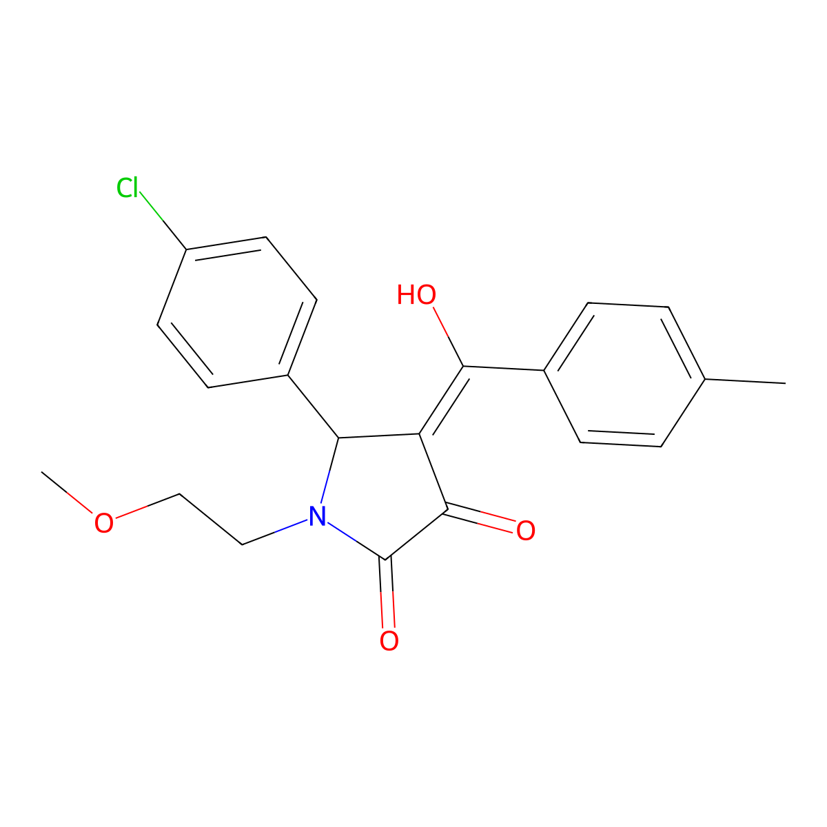 5-(4-chlorophenyl)-3-hydroxy-1-(2-methoxyethyl)-4-(4-methylbenzoyl)-2,5-dihydro-1H-pyrrol-2-one molecular structure, CAS 608121-19-3