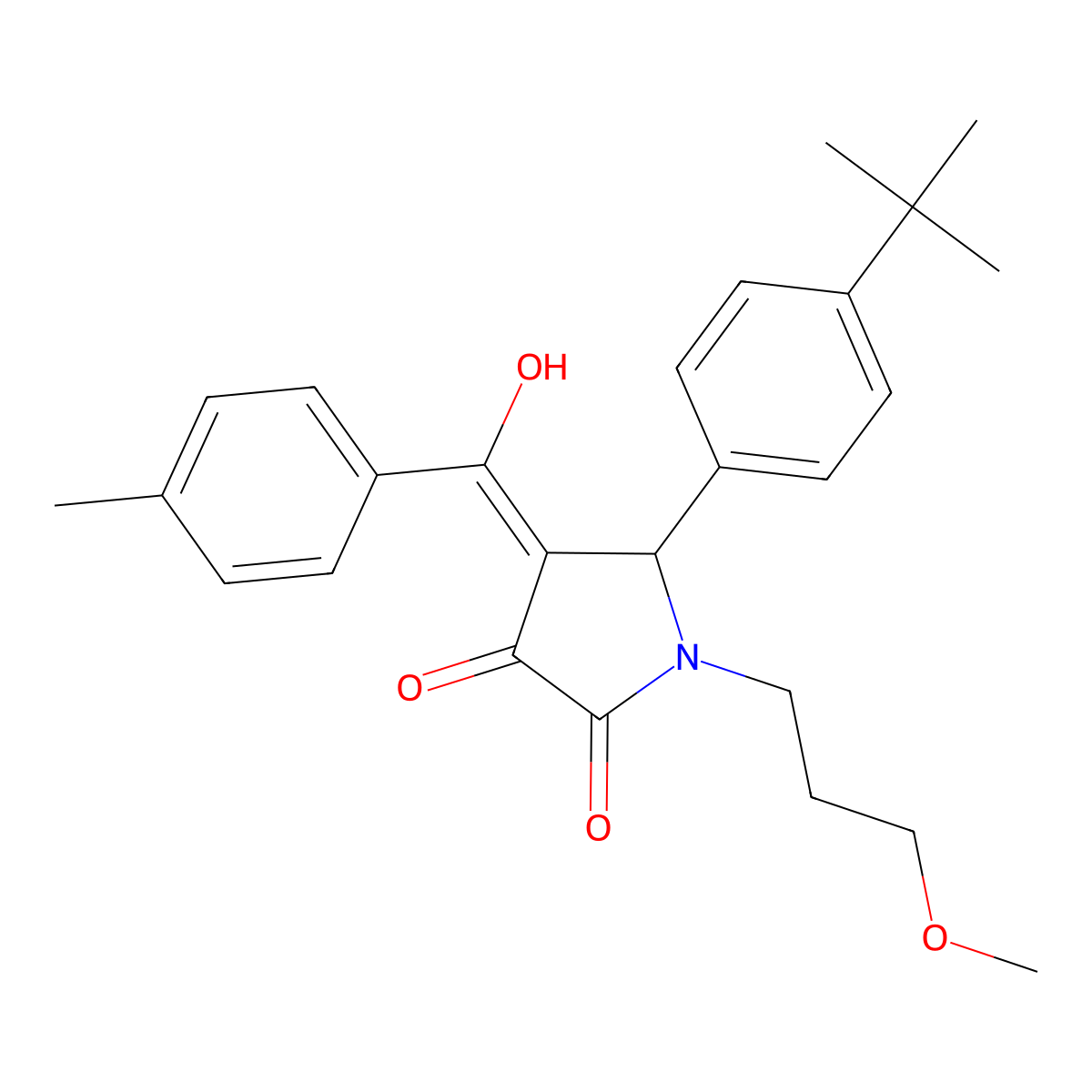 5-(4-tert-butylphenyl)-3-hydroxy-1-(3-methoxypropyl)-4-(4-methylbenzoyl)-2,5-dihydro-1H-pyrrol-2-one molecular structure, CAS 608121-20-6