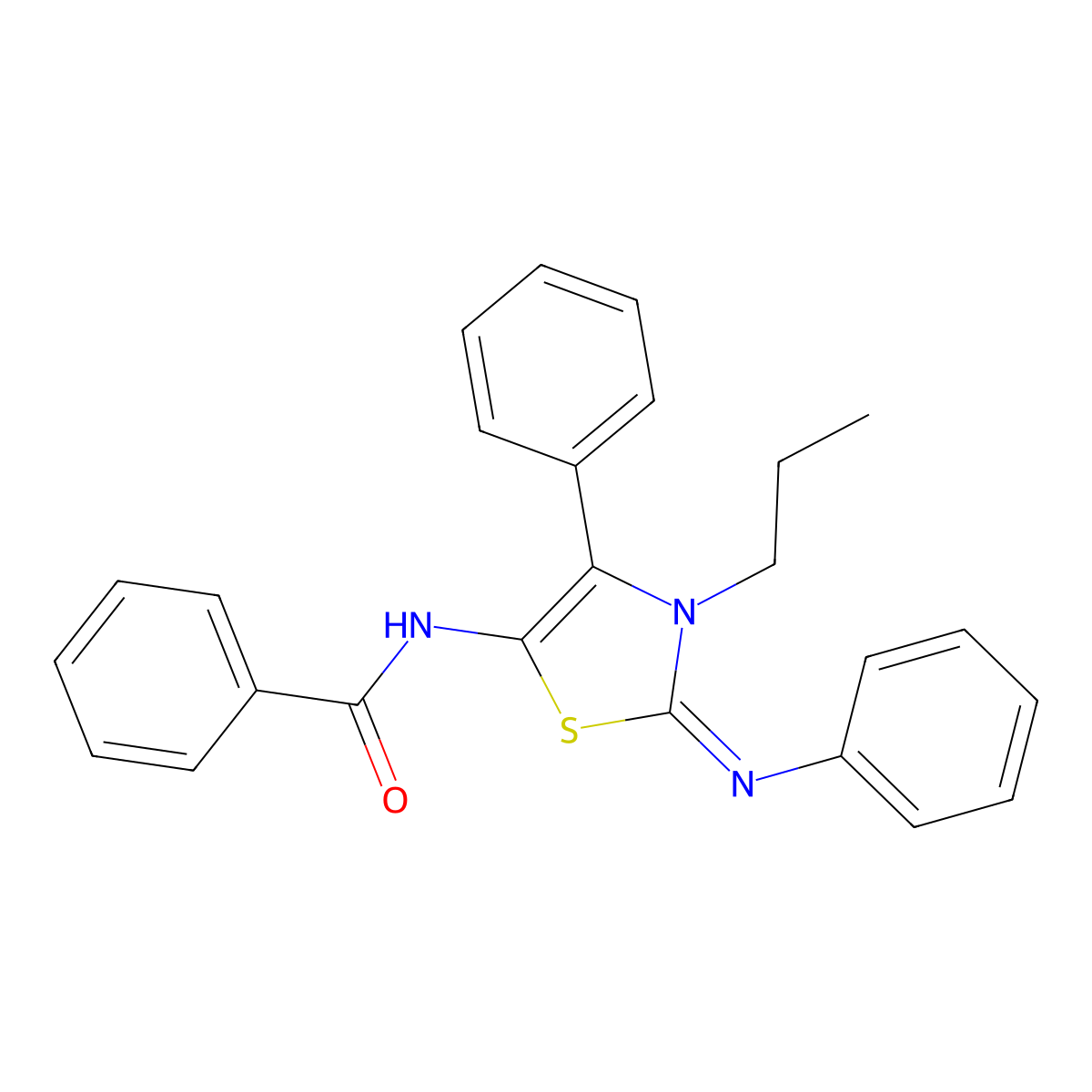 N-[(2E)-4-phenyl-2-(phenylimino)-3-propyl-2,3-dihydro-1,3-thiazol-5-yl]benzamide molecular structure, CAS 608121-47-7