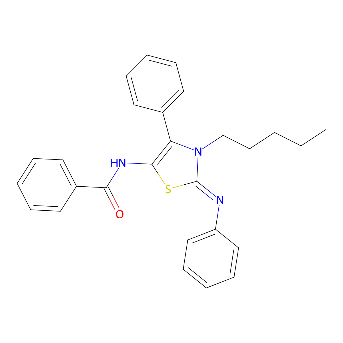 N-[(2E)-3-pentyl-4-phenyl-2-(phenylimino)-2,3-dihydro-1,3-thiazol-5-yl]benzamide molecular structure, CAS 608121-49-9