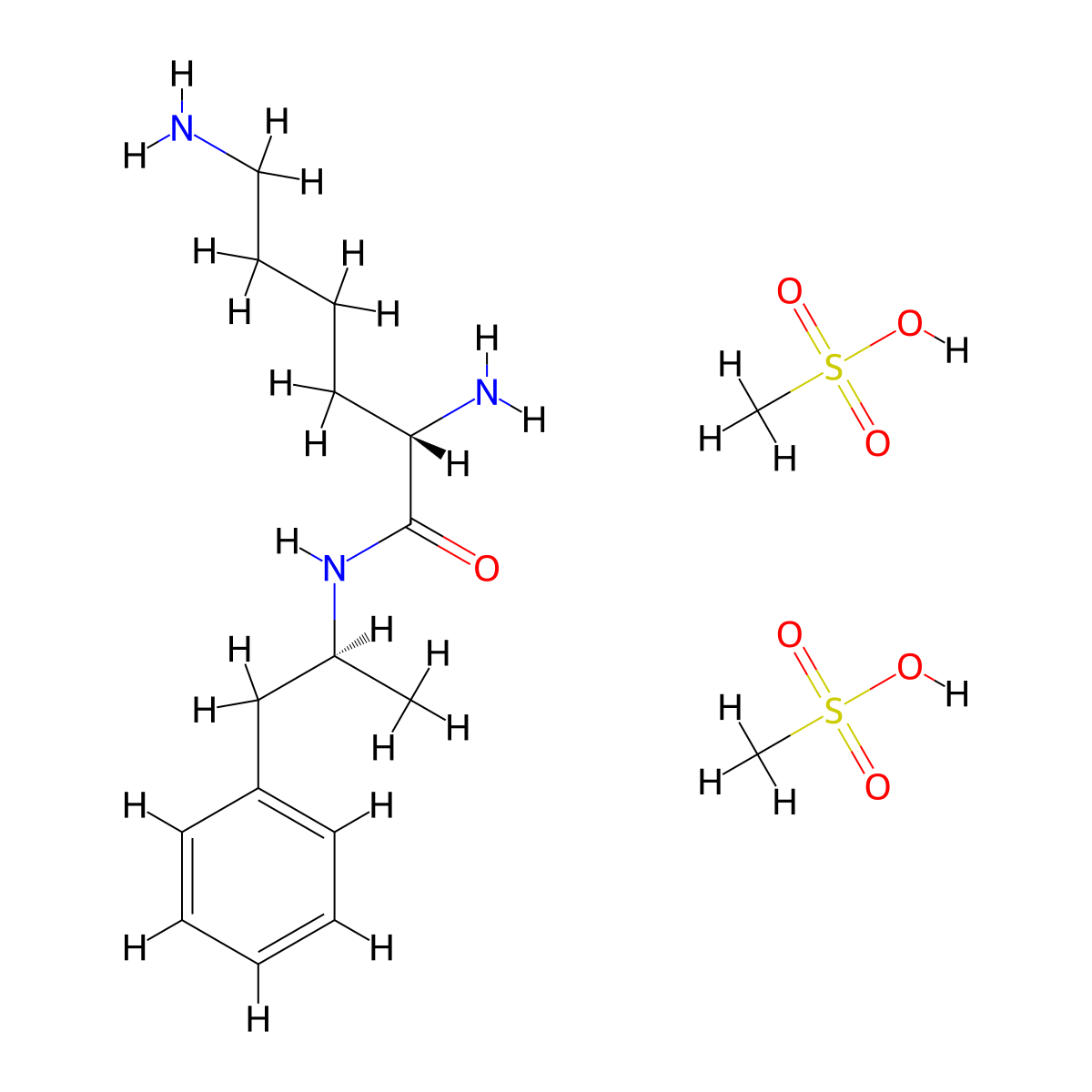 Lisdexamfetamine Dimesylate molecular structure, CAS 608137-33-3