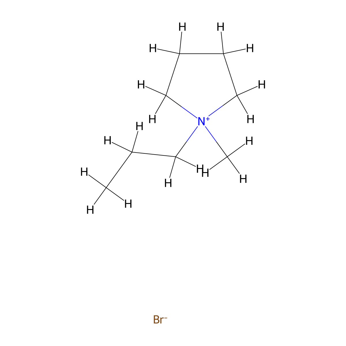 1-Methyl-1-propylpyrrolidinium bromide molecular structure, CAS 608140-09-6
