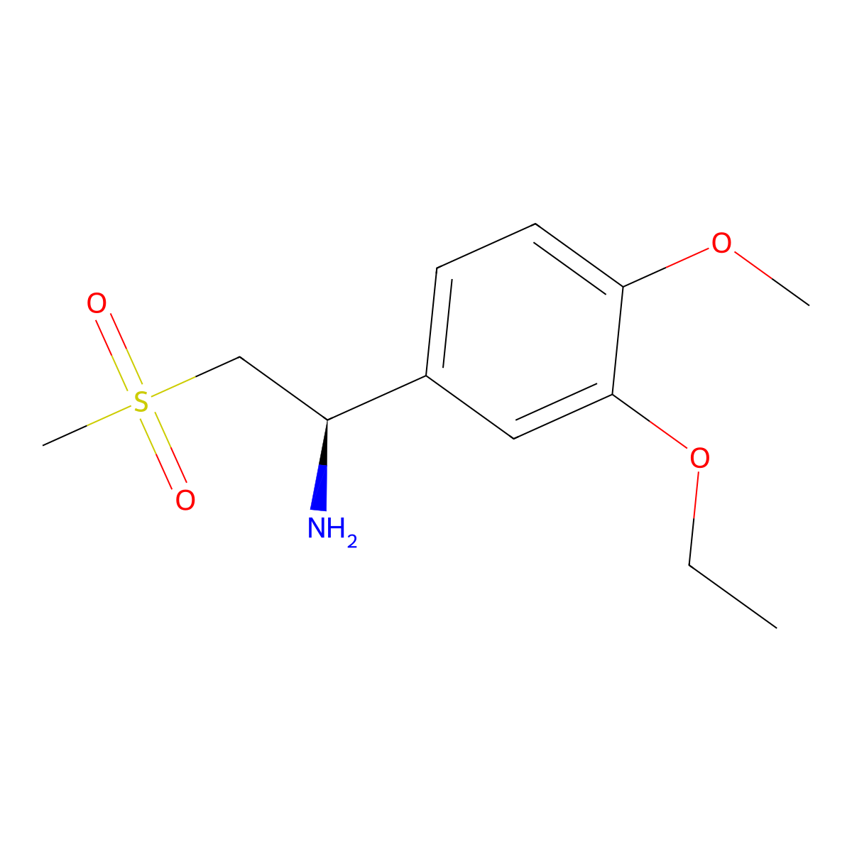 (1R)-1-(3-ethoxy-4-methoxyphenyl)-2-methylsulfonylethanamine molecular structure, CAS 608142-27-4