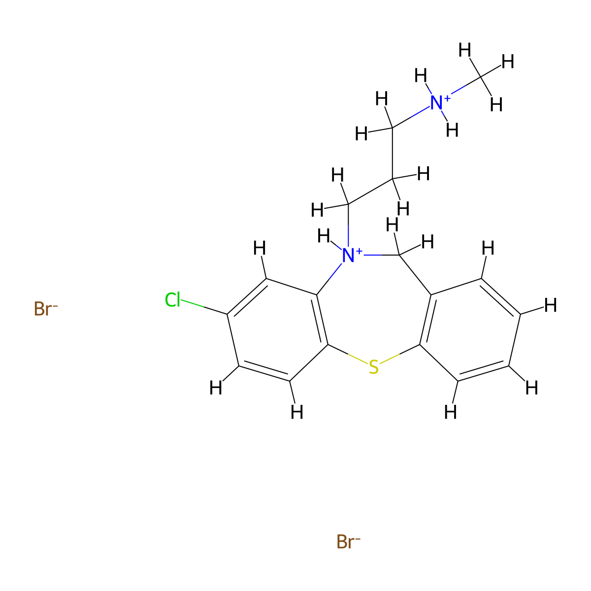 Dibenzo(b,f)(1,4)thiazepine, 8-chloro-10,11-dihydro-10-(3-methylaminopropyl)-, dihydrobromide, hydrate molecular structure, CAS 60816-68-4