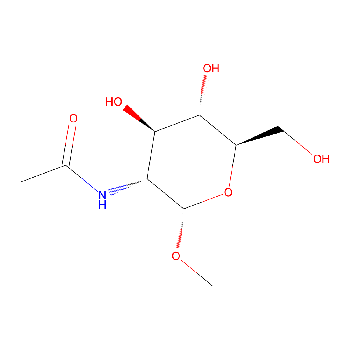 Methyl-2-acetamido-2-deoxy-D-glucopyranoside molecular structure, CAS 6082-04-8
