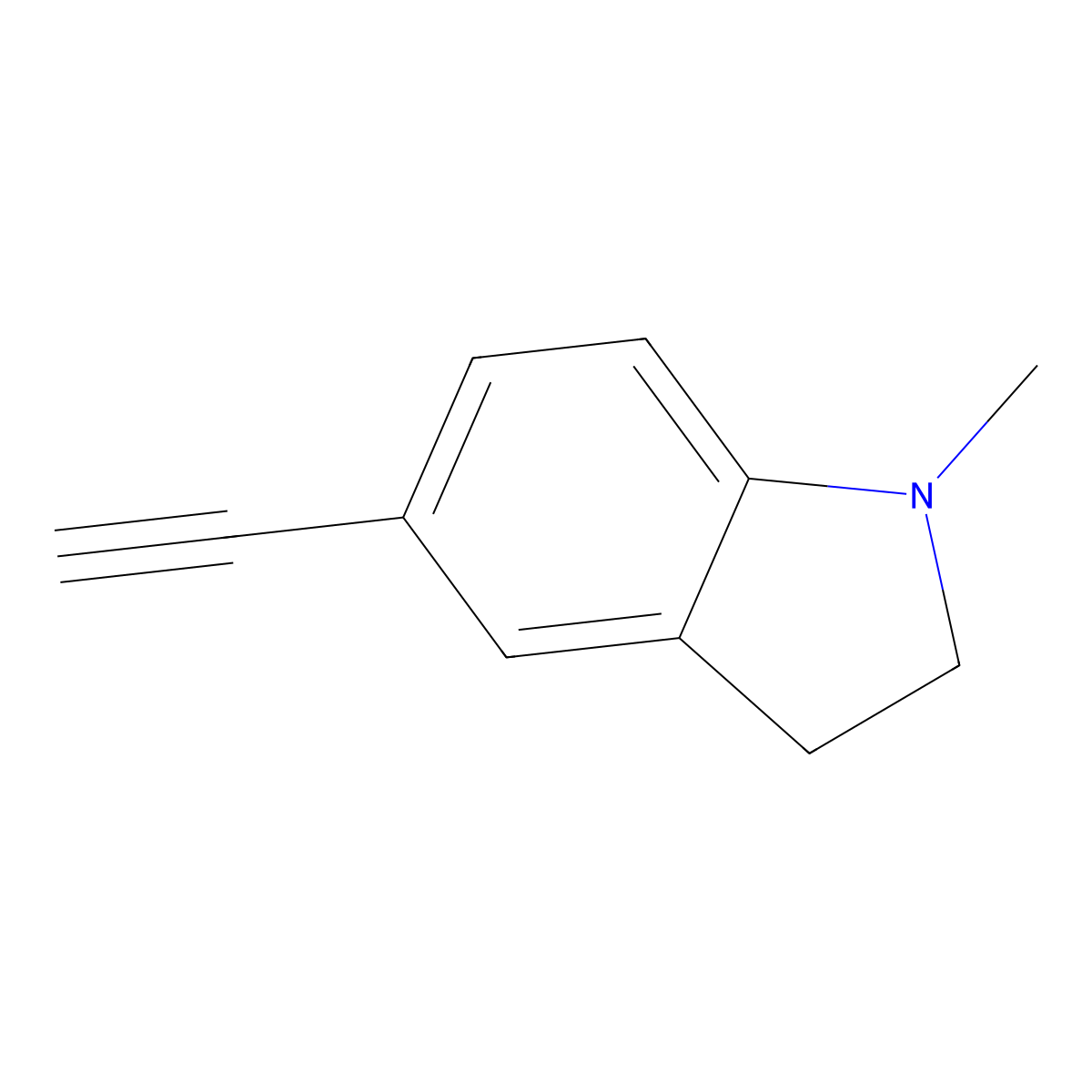 5-ethynyl-1-methyl-2,3-dihydro-1H-indole molecular structure, CAS 60821-64-9