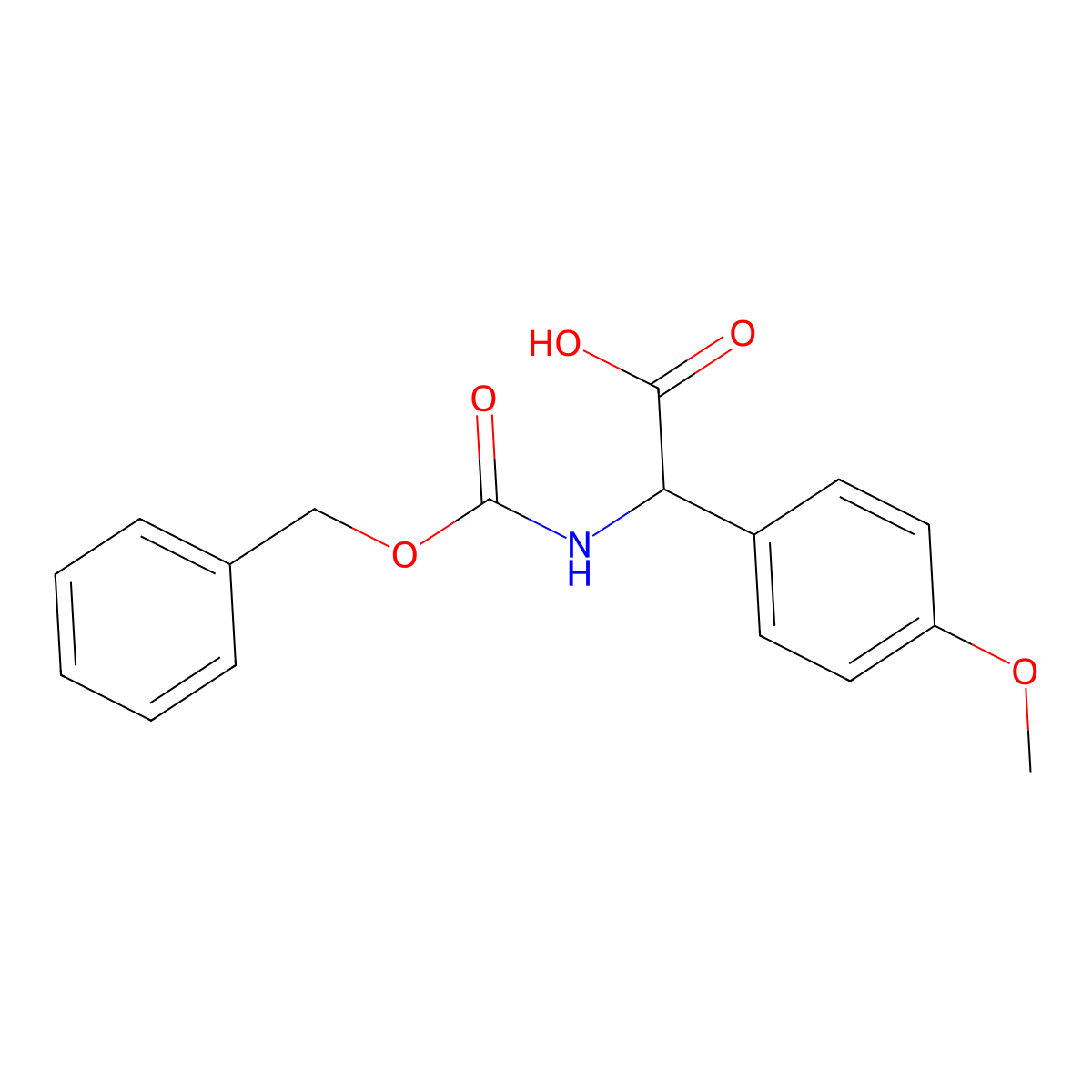 (2R)-2-{[(benzyloxy)carbonyl]amino}-2-(4-methoxyphenyl)acetic acid molecular structure, CAS 60827-77-2