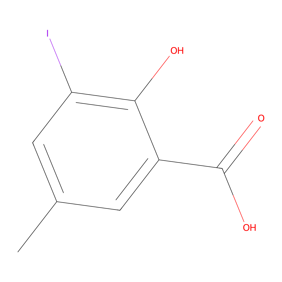 2-Hydroxy-3-iodo-5-methylbenzoic acid molecular structure, CAS 6083-00-7