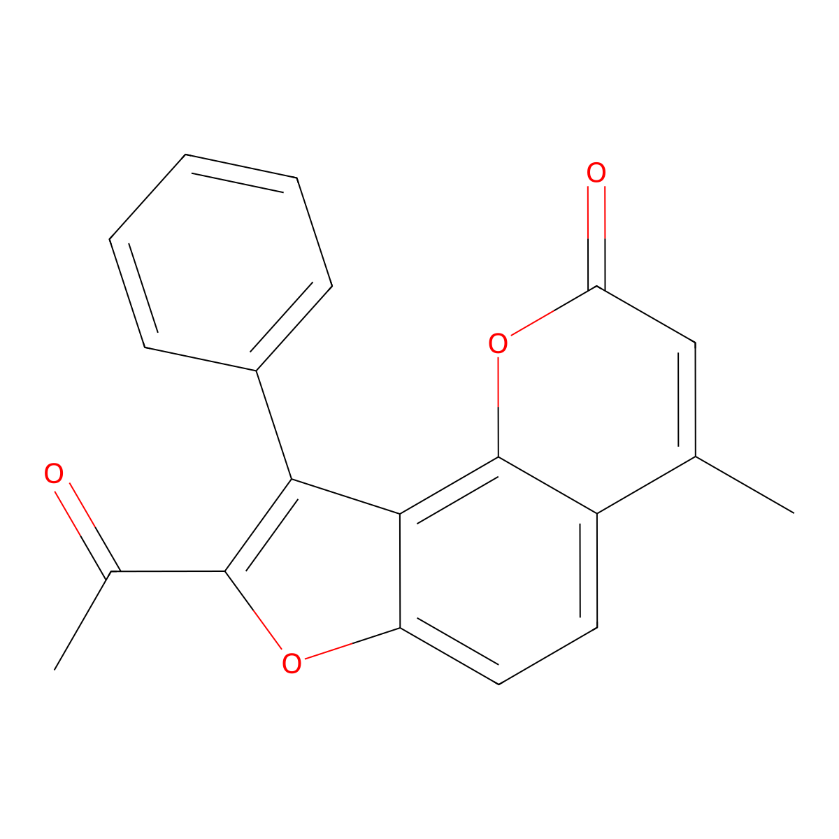 8-acetyl-4-methyl-9-phenyl-2H-furo[2,3-h]chromen-2-one molecular structure, CAS 6083-69-8