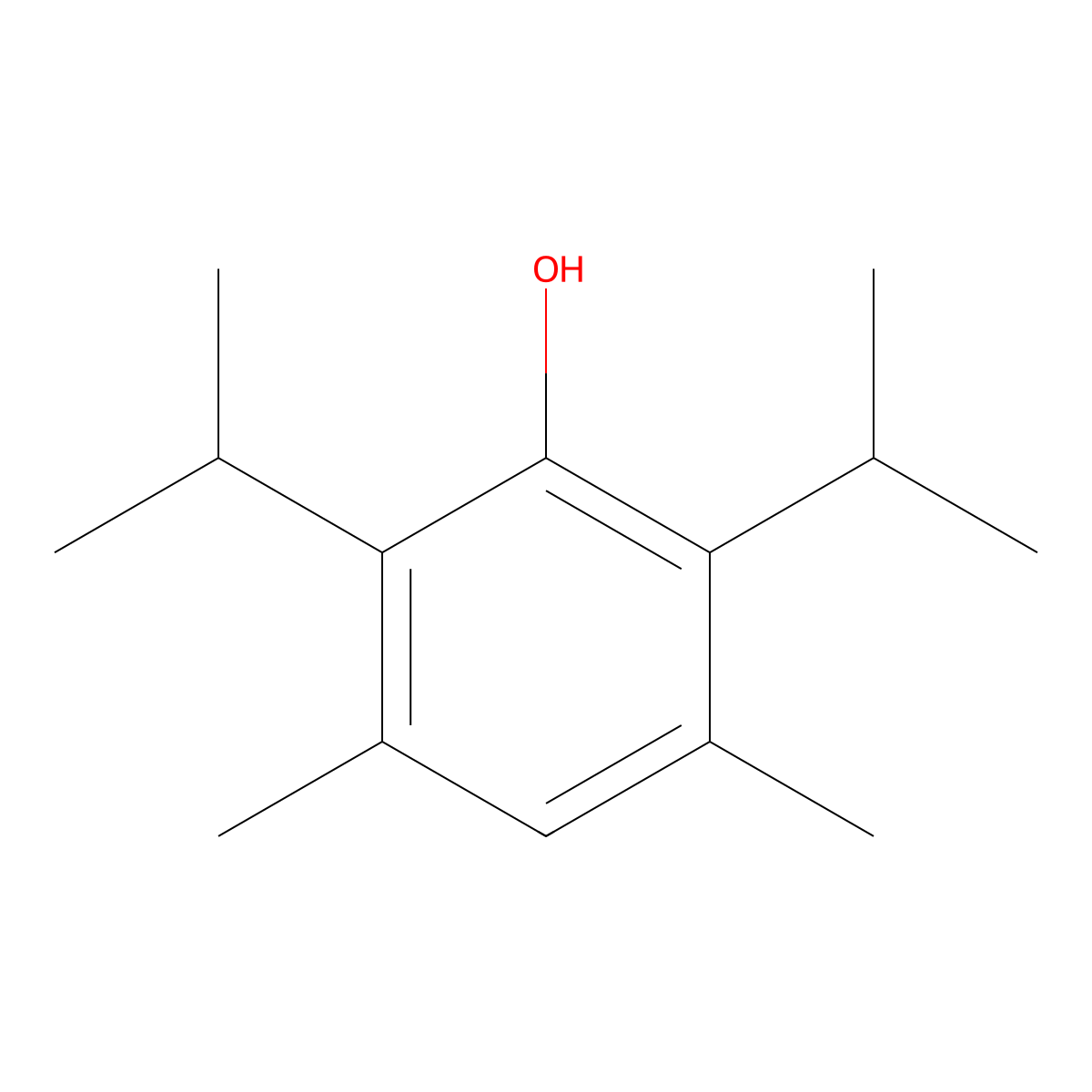 3,5-Dimethyl-2,6-bis(1-methylethyl)phenol molecular structure, CAS 60834-77-7