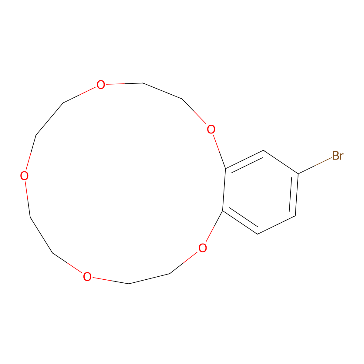 15-Bromo-2,3,5,6,8,9,11,12-octahydrobenzo[b][1,4,7,10,13]pentaoxacyclopentadecine , 4′-Bromobenzo-15-crown 5-Ether molecular structure, CAS 60835-72-5