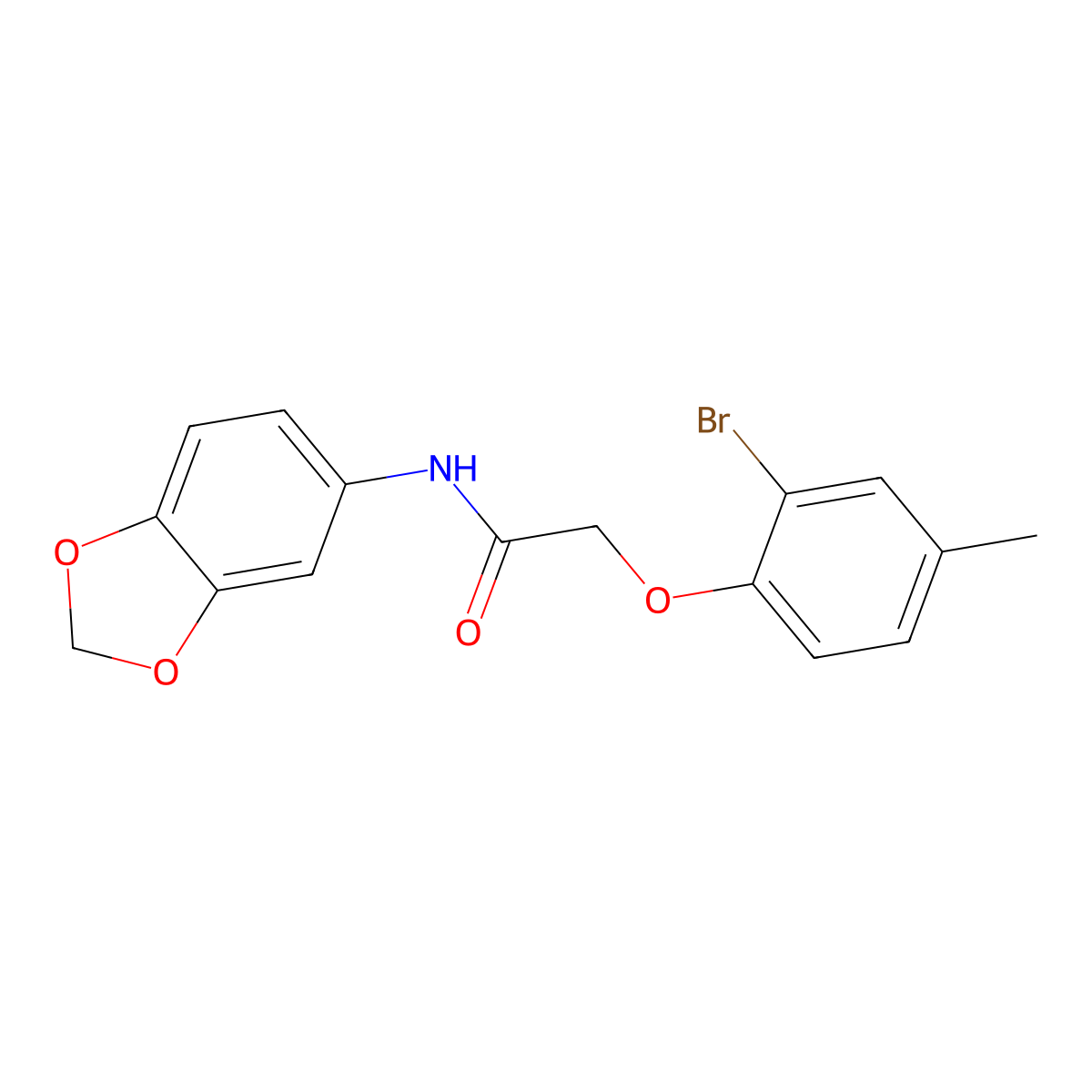 N-(1,3-benzodioxol-5-yl)-2-(2-bromo-4-methylphenoxy)acetamide molecular structure, CAS 6084-20-4