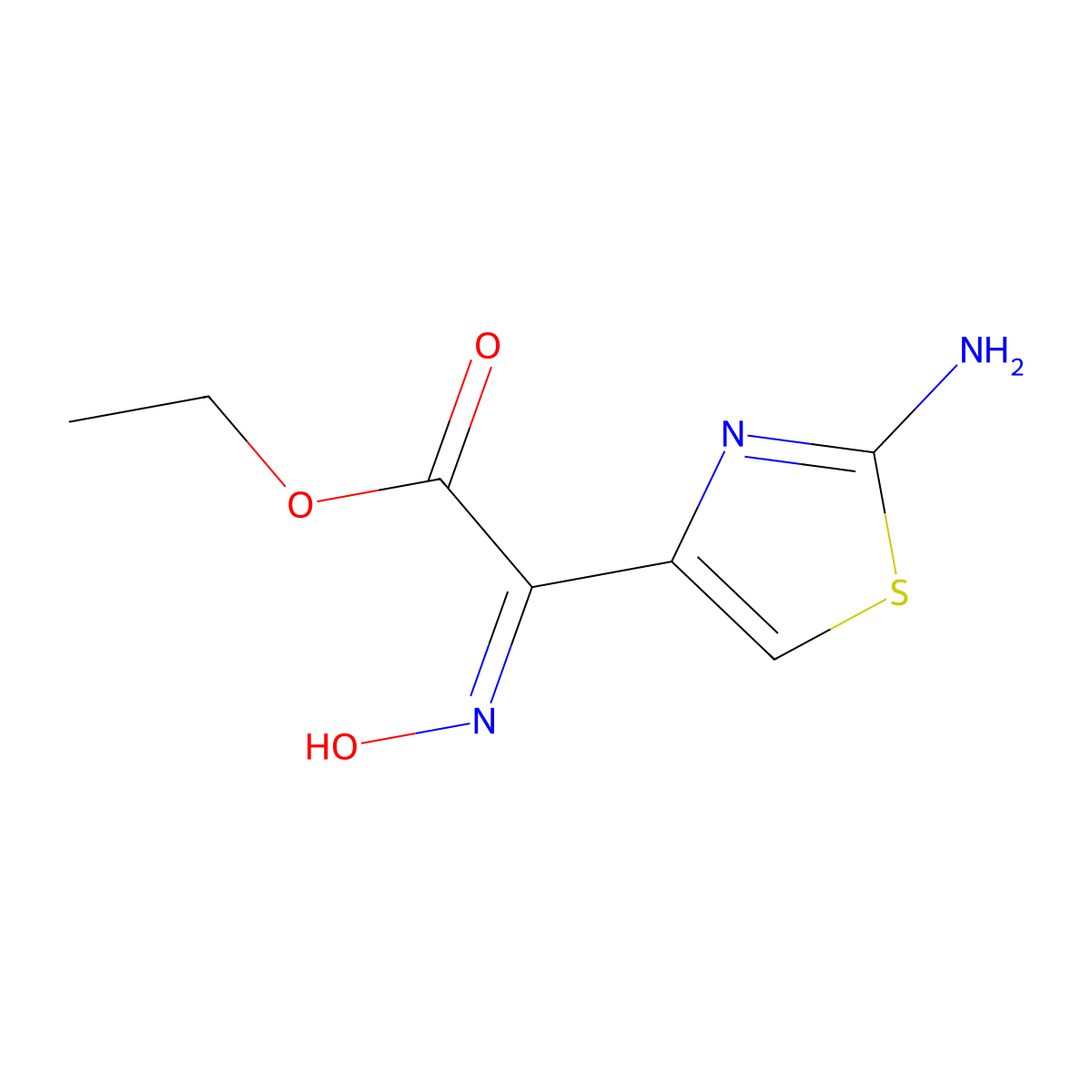 Ethyl 2-amino-alpha-(hydroxyimino)thiazol-4-acetate molecular structure, CAS 60845-81-0