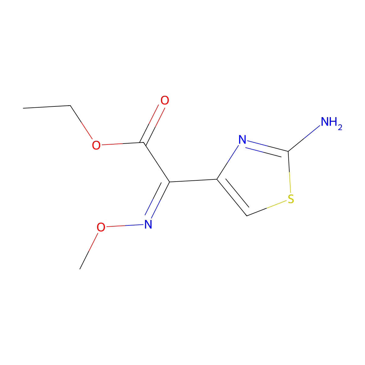 Ethyl 2-(2-aminothiazol-4-yl)-2-methoxyiminoacetate molecular structure, CAS 60846-15-3
