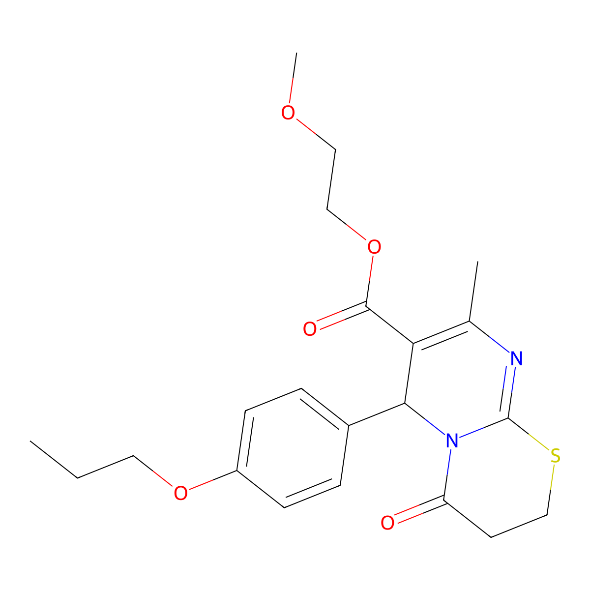 2-methoxyethyl 8-methyl-4-oxo-6-(4-propoxyphenyl)-2H,3H,4H,6H-pyrimido[2,1-b][1,3]thiazine-7-carboxylate molecular structure, CAS 608490-35-3