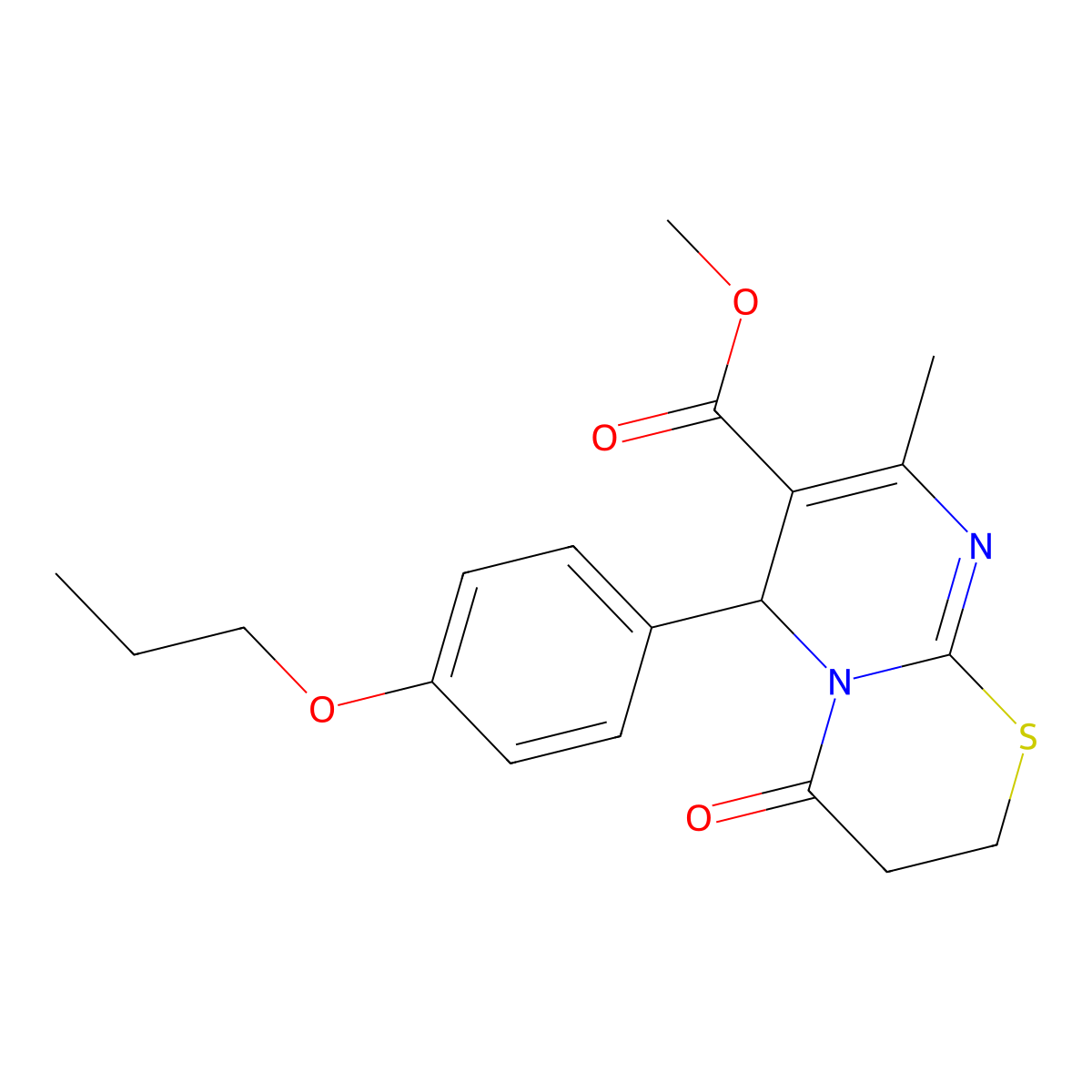 methyl 8-methyl-4-oxo-6-(4-propoxyphenyl)-3,6-dihydro-2H-pyrimido[2,1-b][1,3]thiazine-7-carboxylate molecular structure, CAS 608490-39-7