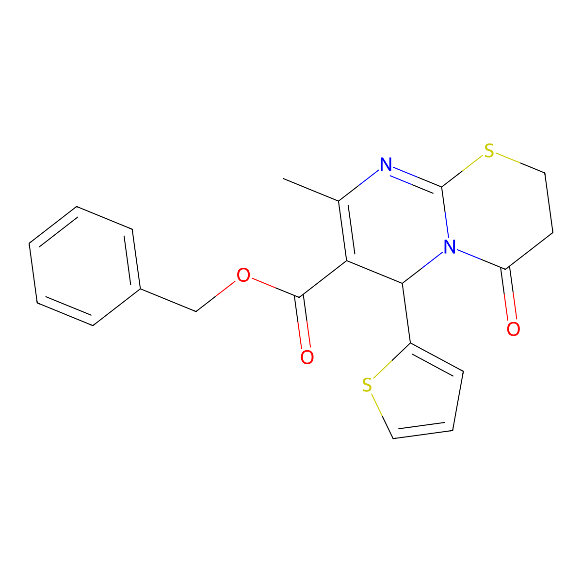benzyl 8-methyl-4-oxo-6-thien-2-yl-3,4-dihydro-2H,6H-pyrimido[2,1-b][1,3]thiazine-7-carboxylate molecular structure, CAS 608490-52-4