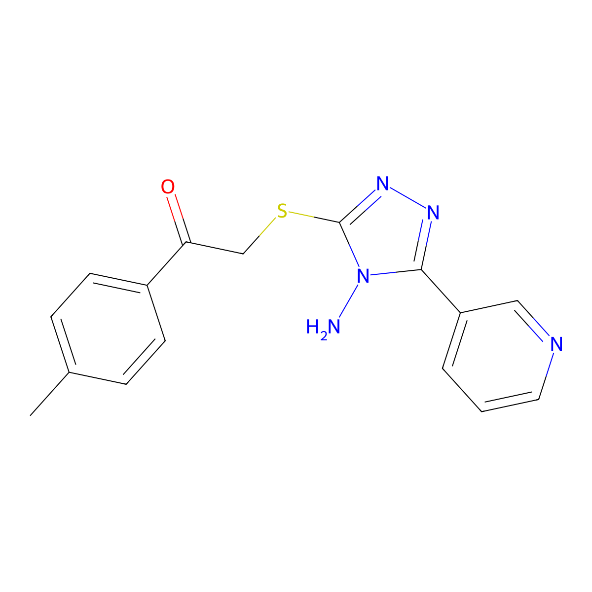 2-[(4-Amino-5-pyridin-3-yl-1,2,4-triazol-3-yl)sulfanyl]-1-(4-methylphenyl)ethanone molecular structure, CAS 608490-68-2