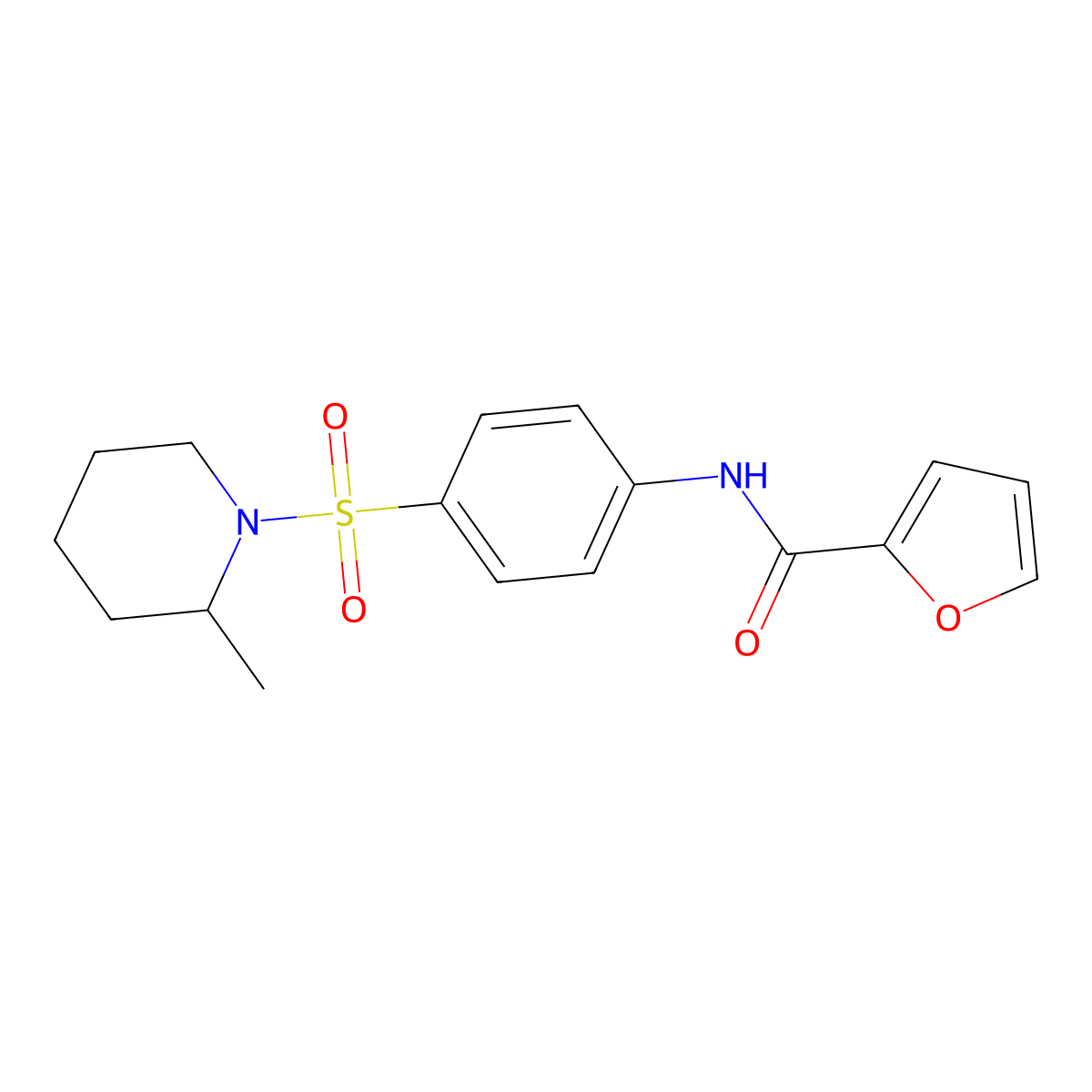 N-{4-[(2-methyl-1-piperidinyl)sulfonyl]phenyl}-2-furamide molecular structure, CAS 608491-96-9