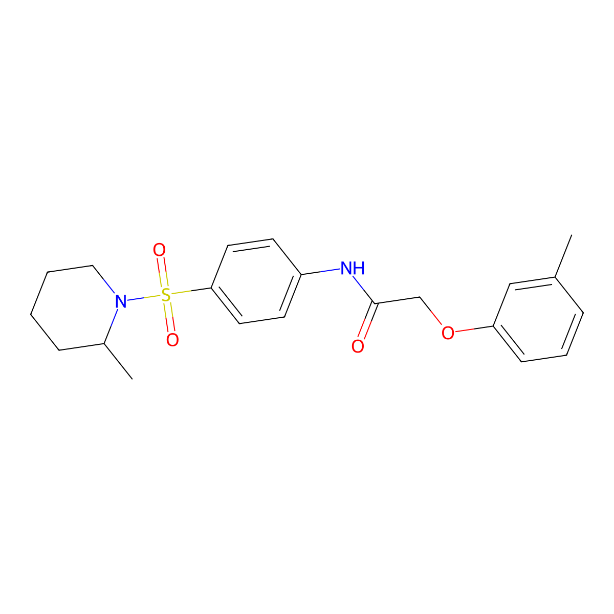 2-(3-methylphenoxy)-N-[4-(2-methylpiperidin-1-yl)sulfonylphenyl]acetamide molecular structure, CAS 608491-97-0