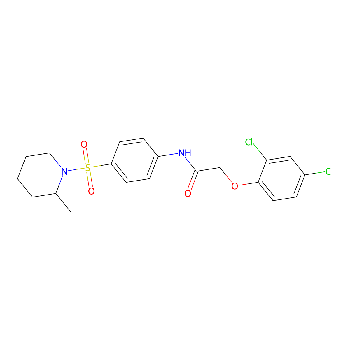 2-(2,4-dichlorophenoxy)-N-{4-[(2-methylpiperidin-1-yl)sulfonyl]phenyl}acetamide molecular structure, CAS 608491-99-2