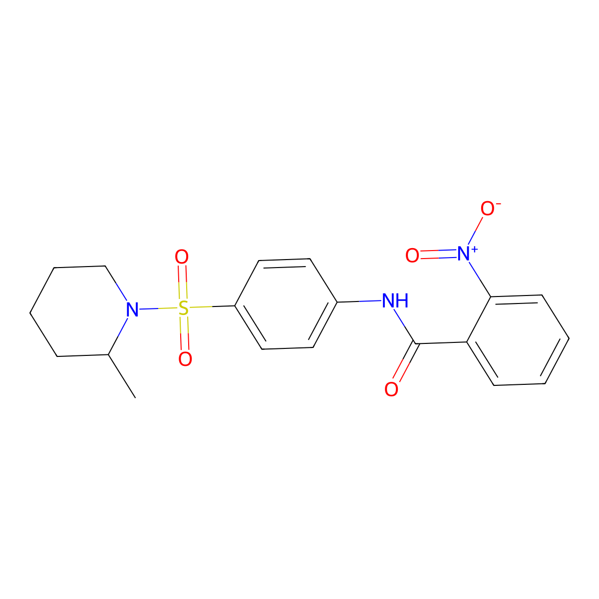 N-{4-[(2-methylpiperidin-1-yl)sulfonyl]phenyl}-2-nitrobenzamide molecular structure, CAS 608492-00-8