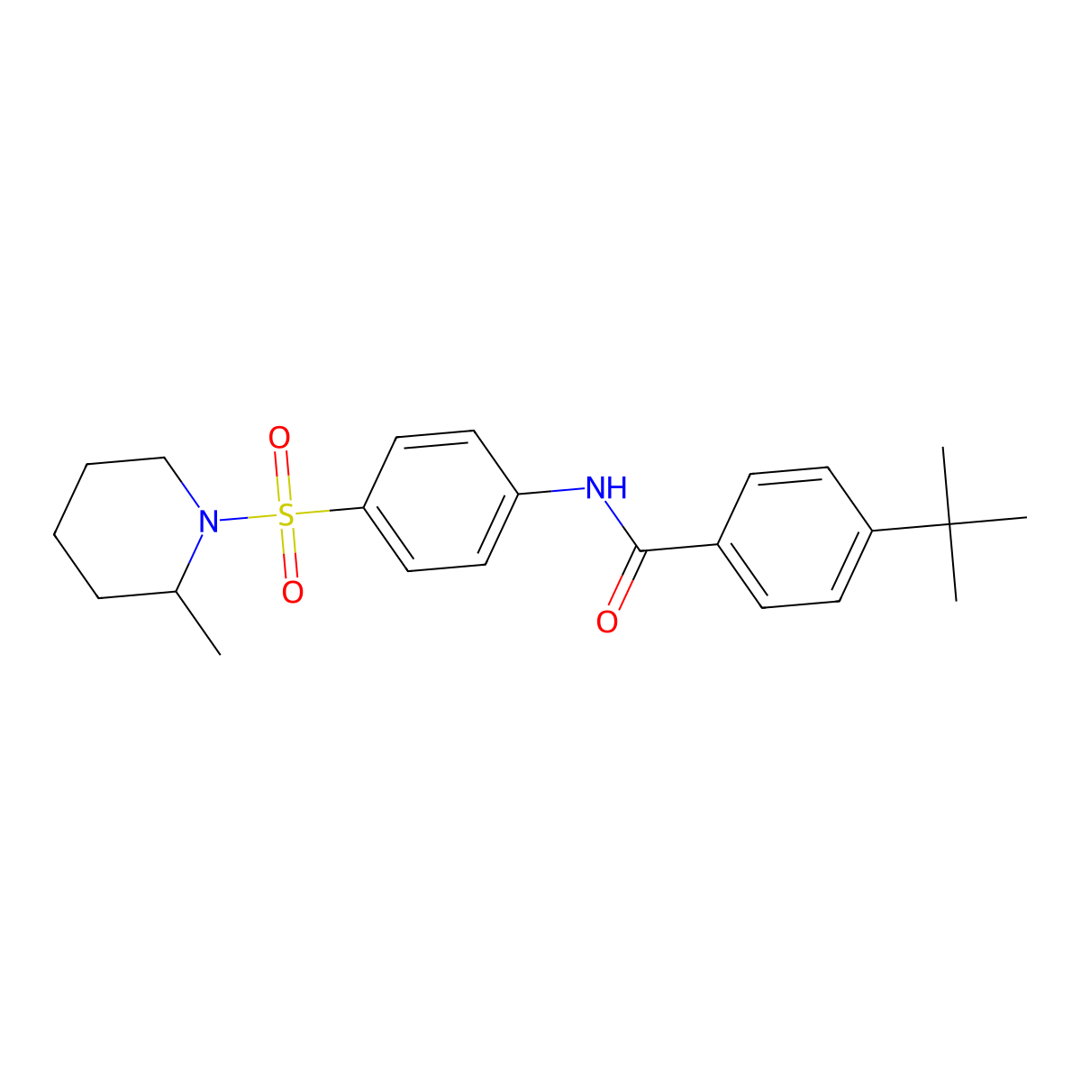 4-tert-butyl-N-[4-(2-methylpiperidin-1-yl)sulfonylphenyl]benzamide molecular structure, CAS 608492-03-1