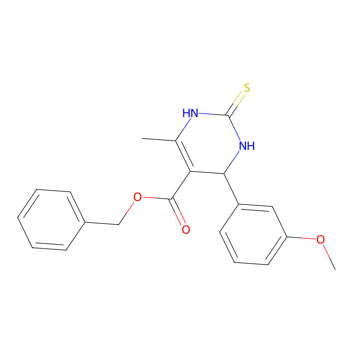 benzyl 4-(3-methoxyphenyl)-6-methyl-2-sulfanylidene-3,4-dihydro-1H-pyrimidine-5-carboxylate molecular structure, CAS 608492-26-8