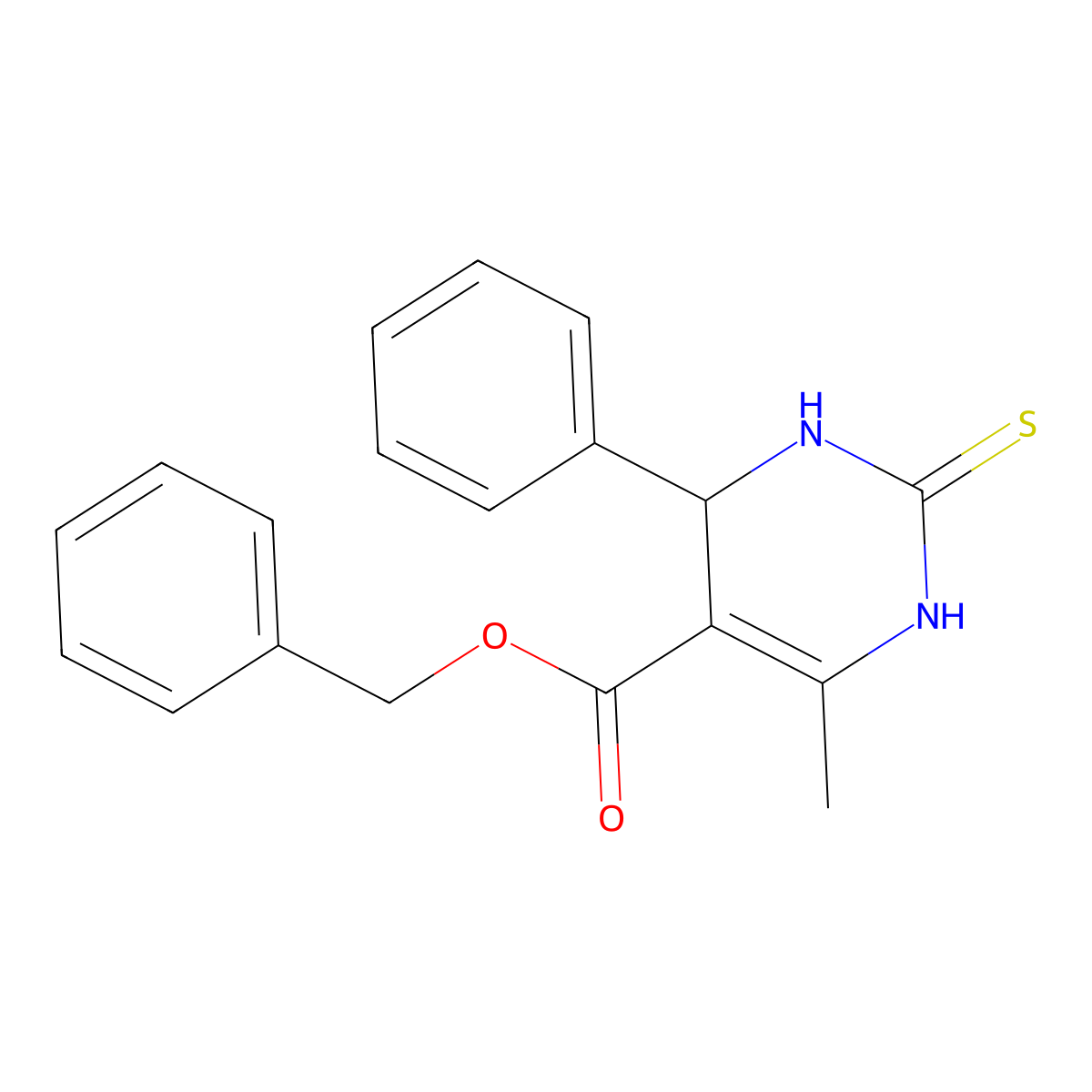 Benzyl 6-methyl-4-phenyl-2-thioxo-1,2,3,4-tetrahydropyrimidine-5-carboxylate molecular structure, CAS 608492-38-2