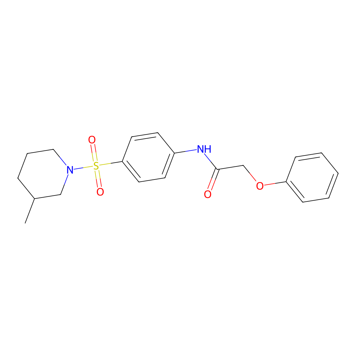 N-[4-(3-methylpiperidin-1-yl)sulfonylphenyl]-2-phenoxyacetamide molecular structure, CAS 608492-60-0
