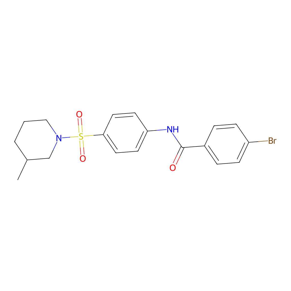 4-bromo-N-{4-[(3-methylpiperidin-1-yl)sulfonyl]phenyl}benzamide molecular structure, CAS 608492-61-1