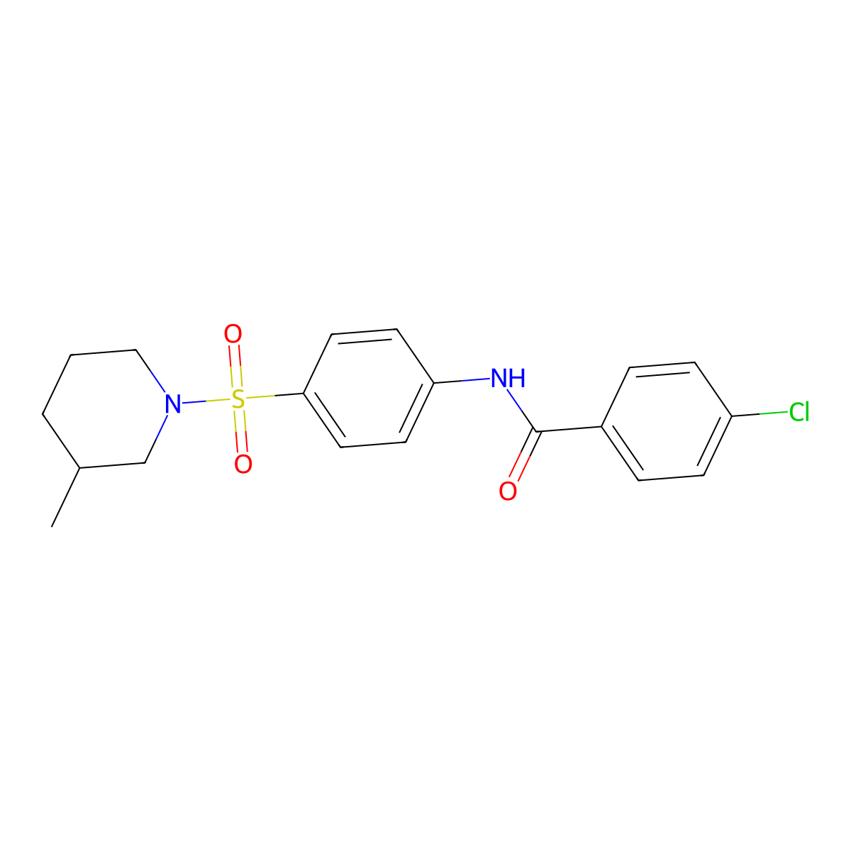 4-chloro-N-[4-(3-methylpiperidin-1-yl)sulfonylphenyl]benzamide molecular structure, CAS 608492-62-2