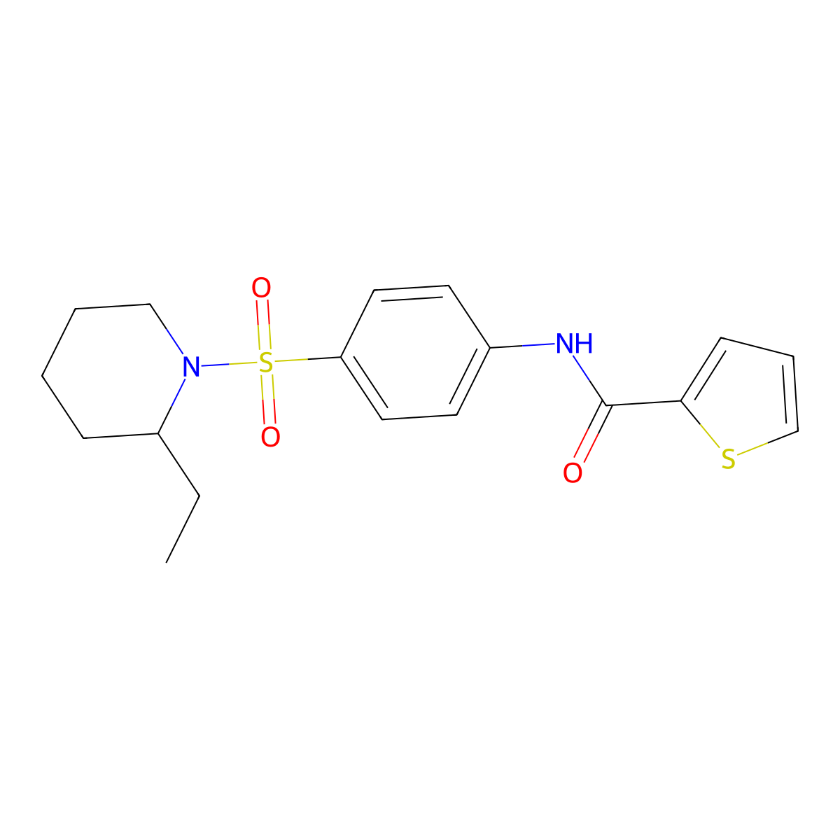 N-[4-(2-ethylpiperidin-1-yl)sulfonylphenyl]thiophene-2-carboxamide molecular structure, CAS 608492-65-5