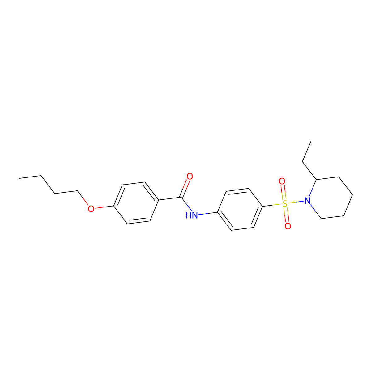 4-butoxy-N-[4-(2-ethylpiperidin-1-yl)sulfonylphenyl]benzamide molecular structure, CAS 608492-66-6