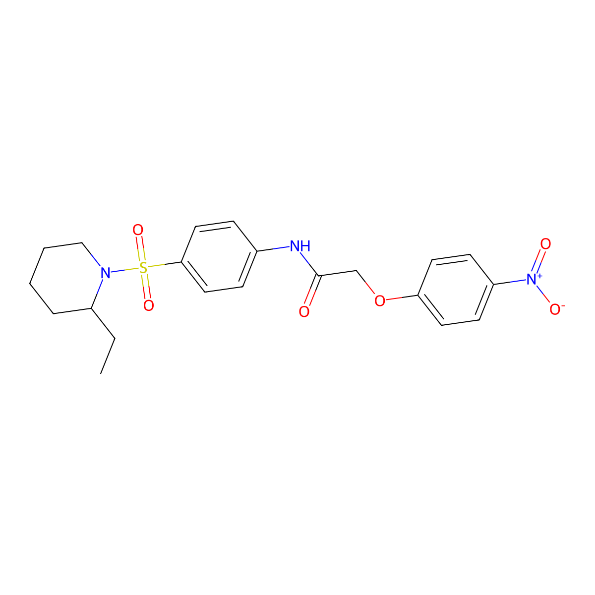 N-{4-[(2-ethylpiperidin-1-yl)sulfonyl]phenyl}-2-(4-nitrophenoxy)acetamide molecular structure, CAS 608492-84-8