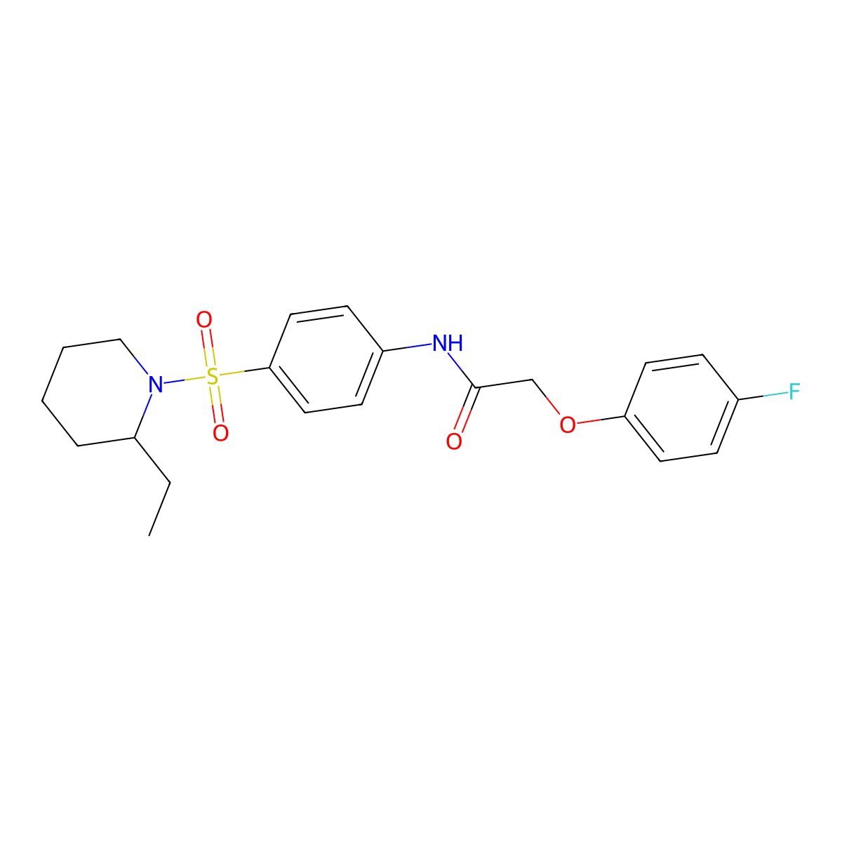 N-{4-[(2-ethylpiperidin-1-yl)sulfonyl]phenyl}-2-(4-fluorophenoxy)acetamide molecular structure, CAS 608492-85-9