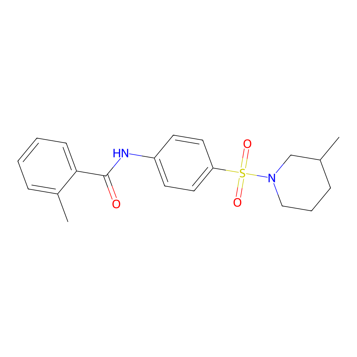 2-methyl-N-{4-[(3-methylpiperidin-1-yl)sulfonyl]phenyl}benzamide molecular structure, CAS 608492-88-2