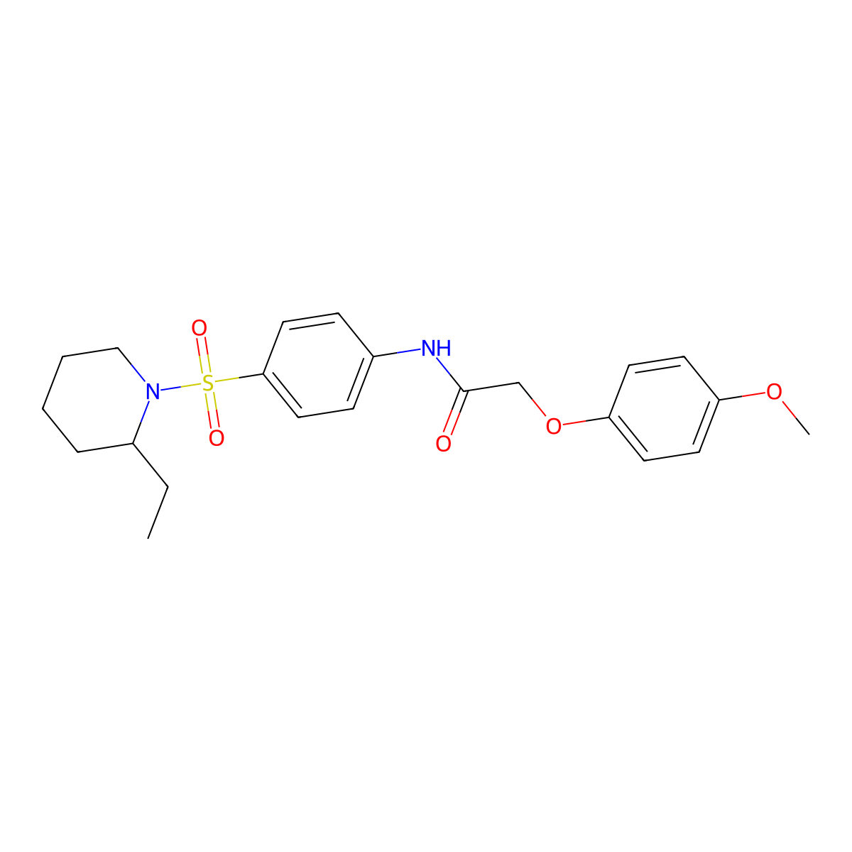 N-{4-[(2-ethylpiperidin-1-yl)sulfonyl]phenyl}-2-(4-methoxyphenoxy)acetamide molecular structure, CAS 608493-09-0