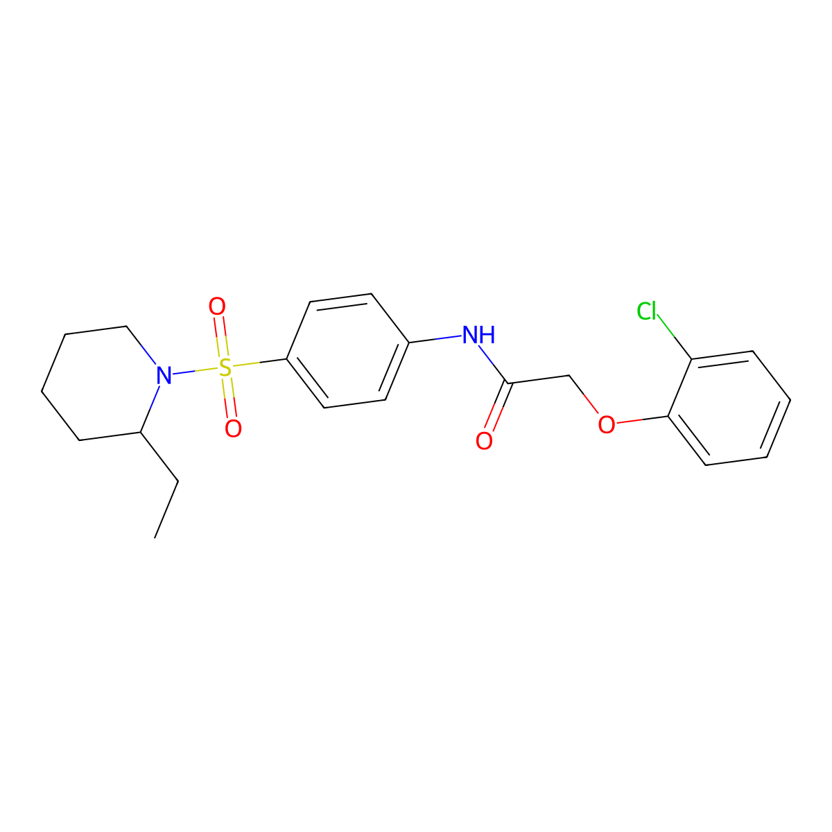 2-(2-chlorophenoxy)-N-{4-[(2-ethylpiperidin-1-yl)sulfonyl]phenyl}acetamide molecular structure, CAS 608493-10-3