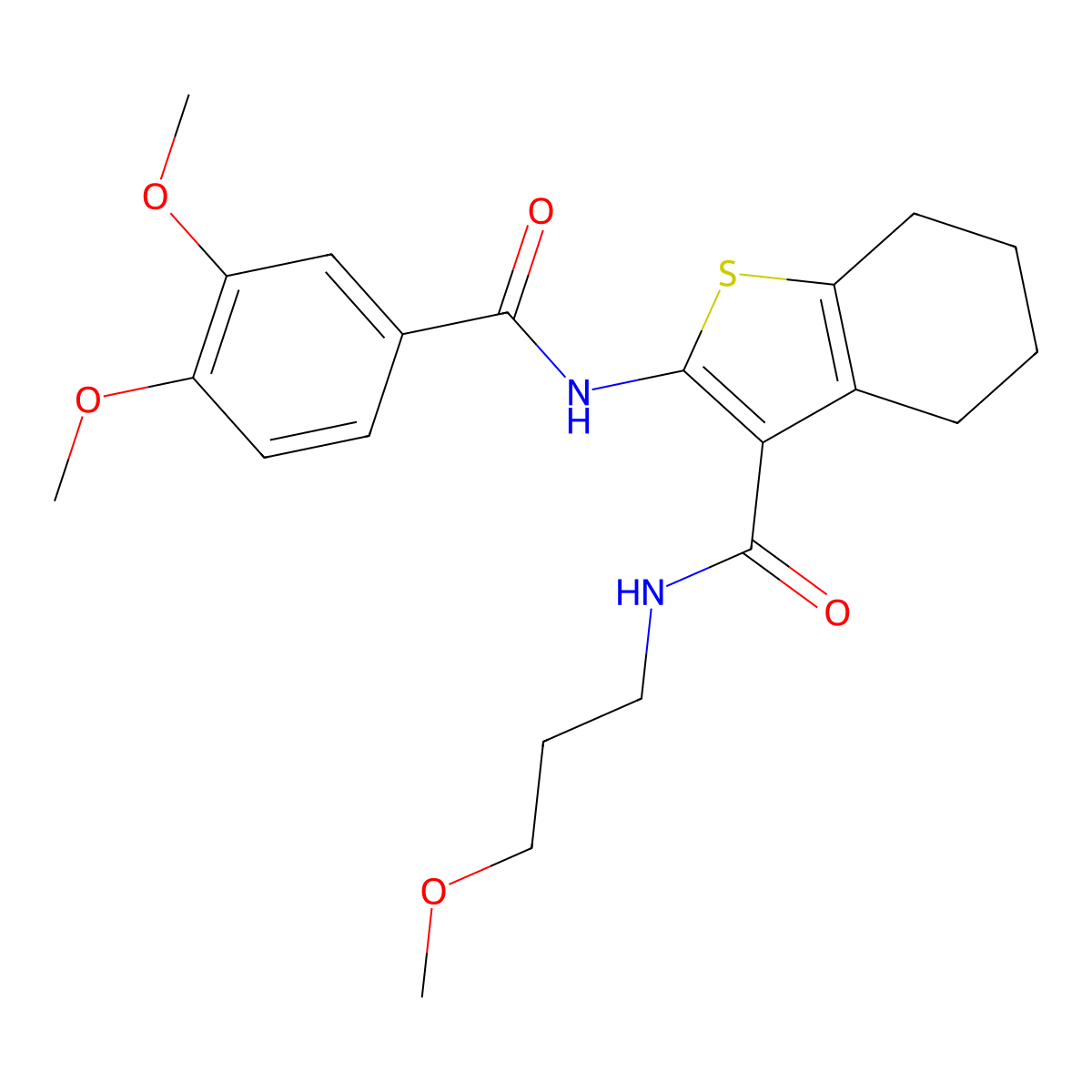 2-[(3,4-dimethoxybenzoyl)amino]-N-(3-methoxypropyl)-4,5,6,7-tetrahydro-1-benzothiophene-3-carboxamide molecular structure, CAS 608493-49-8