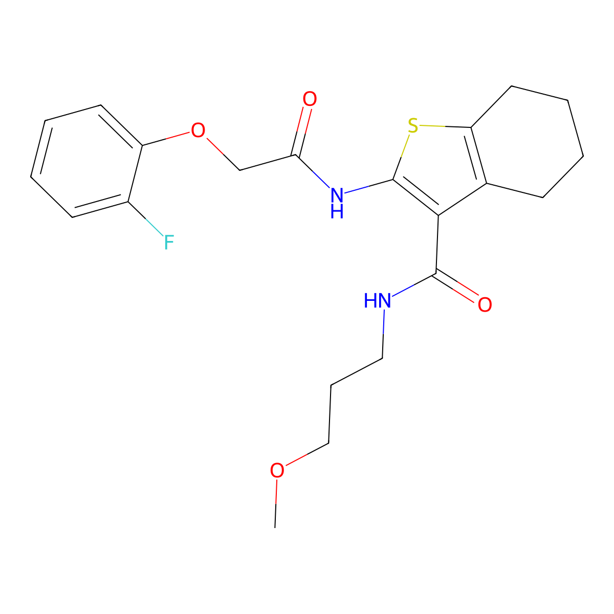 2-{[(2-fluorophenoxy)acetyl]amino}-N-(3-methoxypropyl)-4,5,6,7-tetrahydro-1-benzothiophene-3-carboxamide molecular structure, CAS 608493-52-3