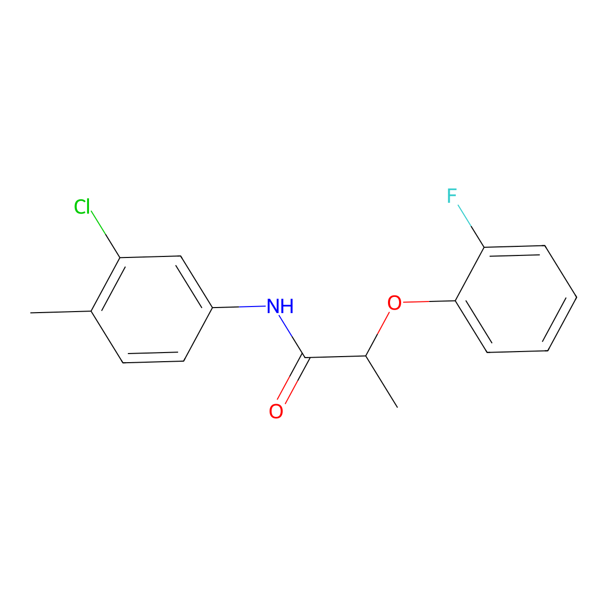 N-(3-chloro-4-methylphenyl)-2-(2-fluorophenoxy)propanamide molecular structure, CAS 608493-96-5