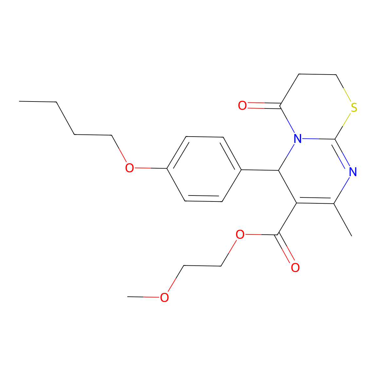 2-methoxyethyl 6-(4-butoxyphenyl)-8-methyl-4-oxo-2H,3H,4H,6H-pyrimido[2,1-b][1,3]thiazine-7-carboxylate molecular structure, CAS 608494-04-8