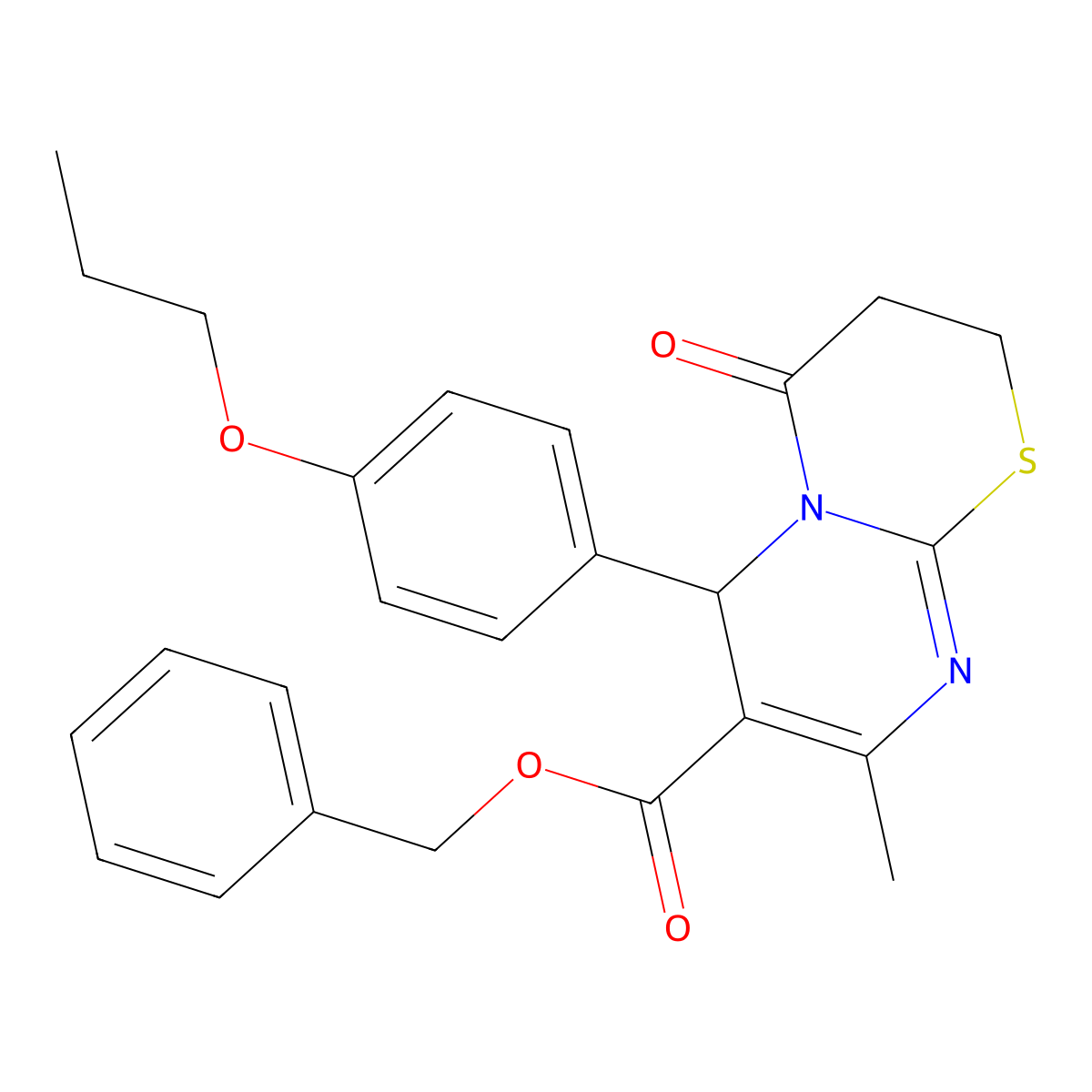 benzyl 8-methyl-4-oxo-6-(4-propoxyphenyl)-2H,3H,4H,6H-pyrimido[2,1-b][1,3]thiazine-7-carboxylate molecular structure, CAS 608494-06-0
