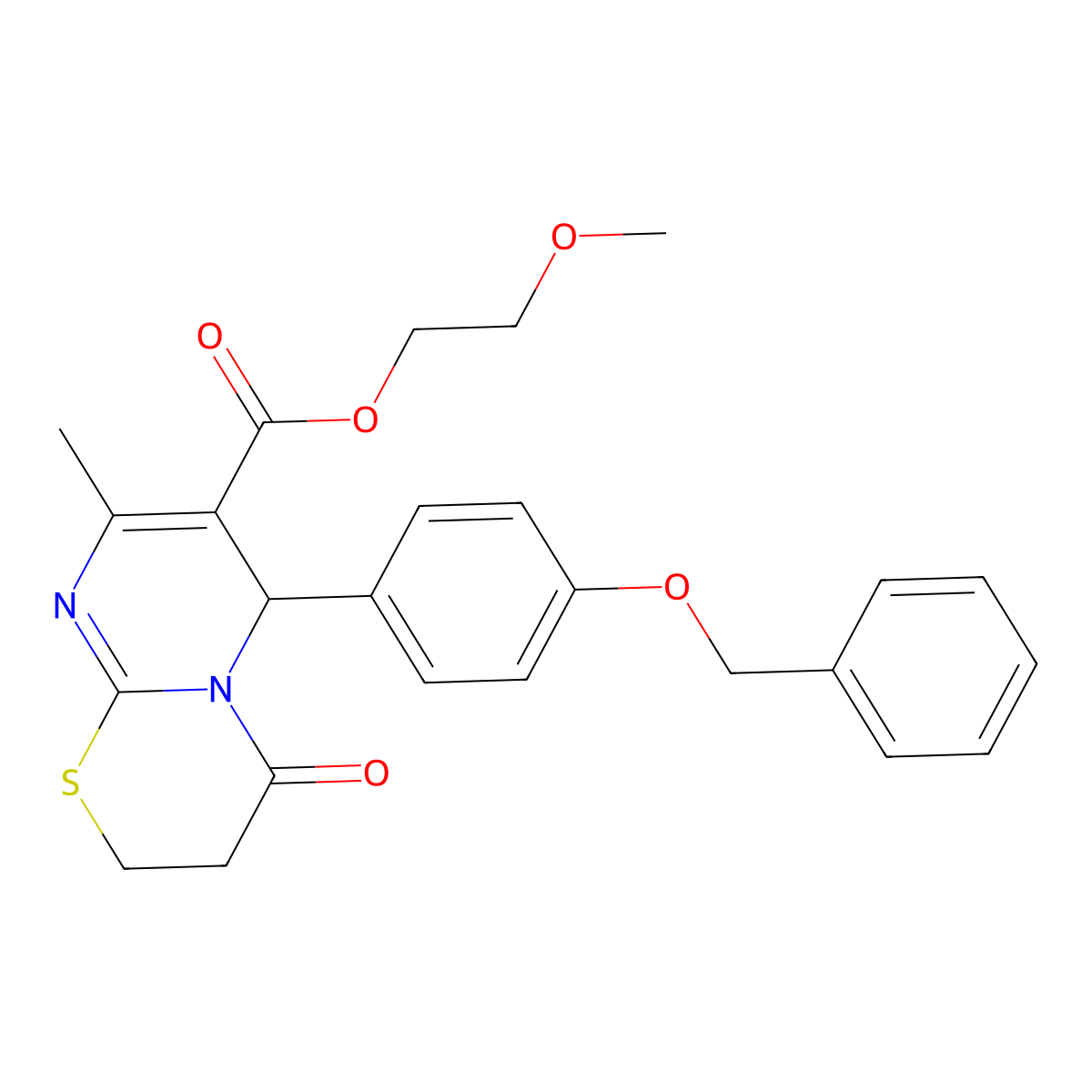 2-methoxyethyl 6-[4-(benzyloxy)phenyl]-8-methyl-4-oxo-2H,3H,4H,6H-pyrimido[2,1-b][1,3]thiazine-7-carboxylate molecular structure, CAS 608494-11-7