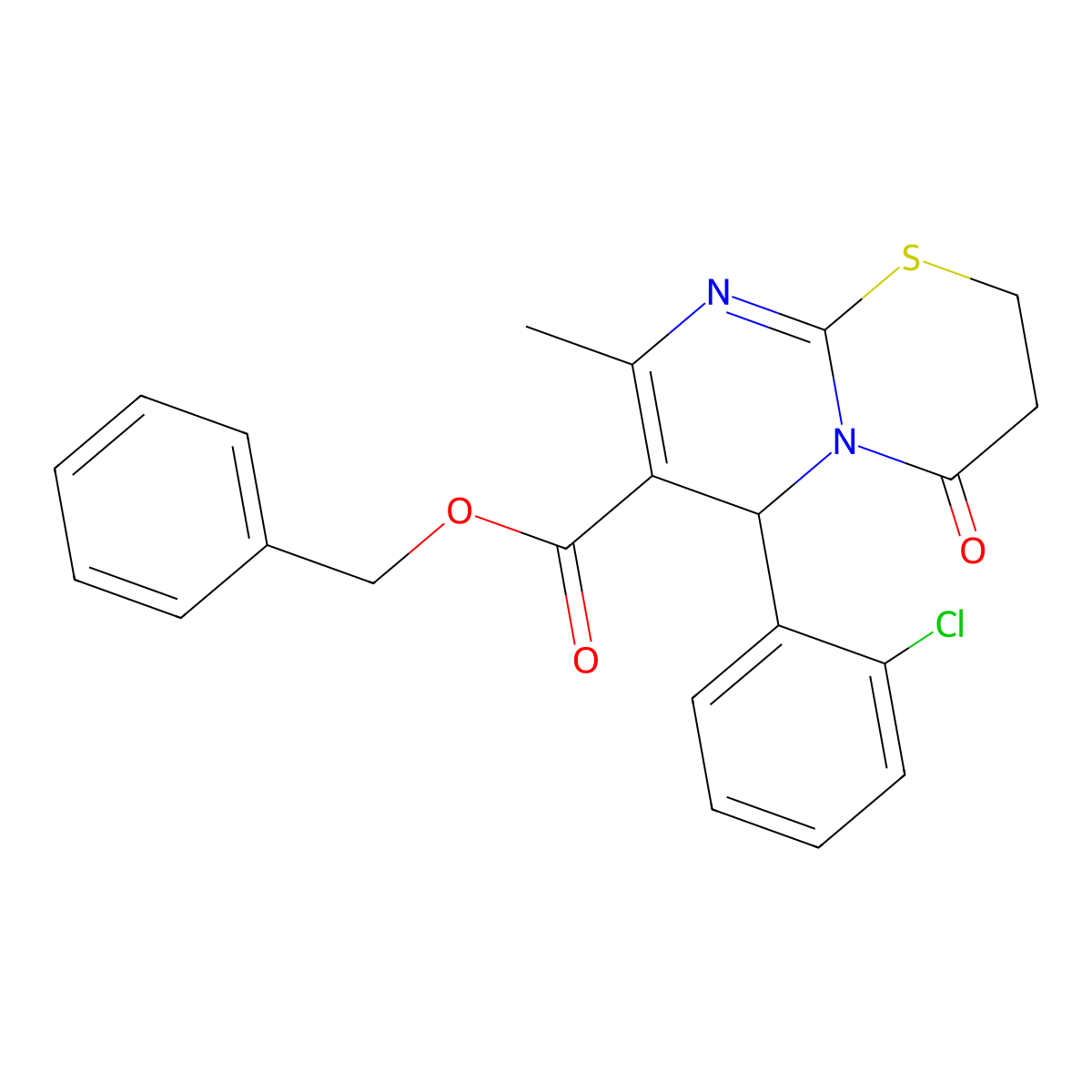 benzyl 6-(2-chlorophenyl)-8-methyl-4-oxo-2H,3H,4H,6H-pyrimido[2,1-b][1,3]thiazine-7-carboxylate molecular structure, CAS 608494-15-1