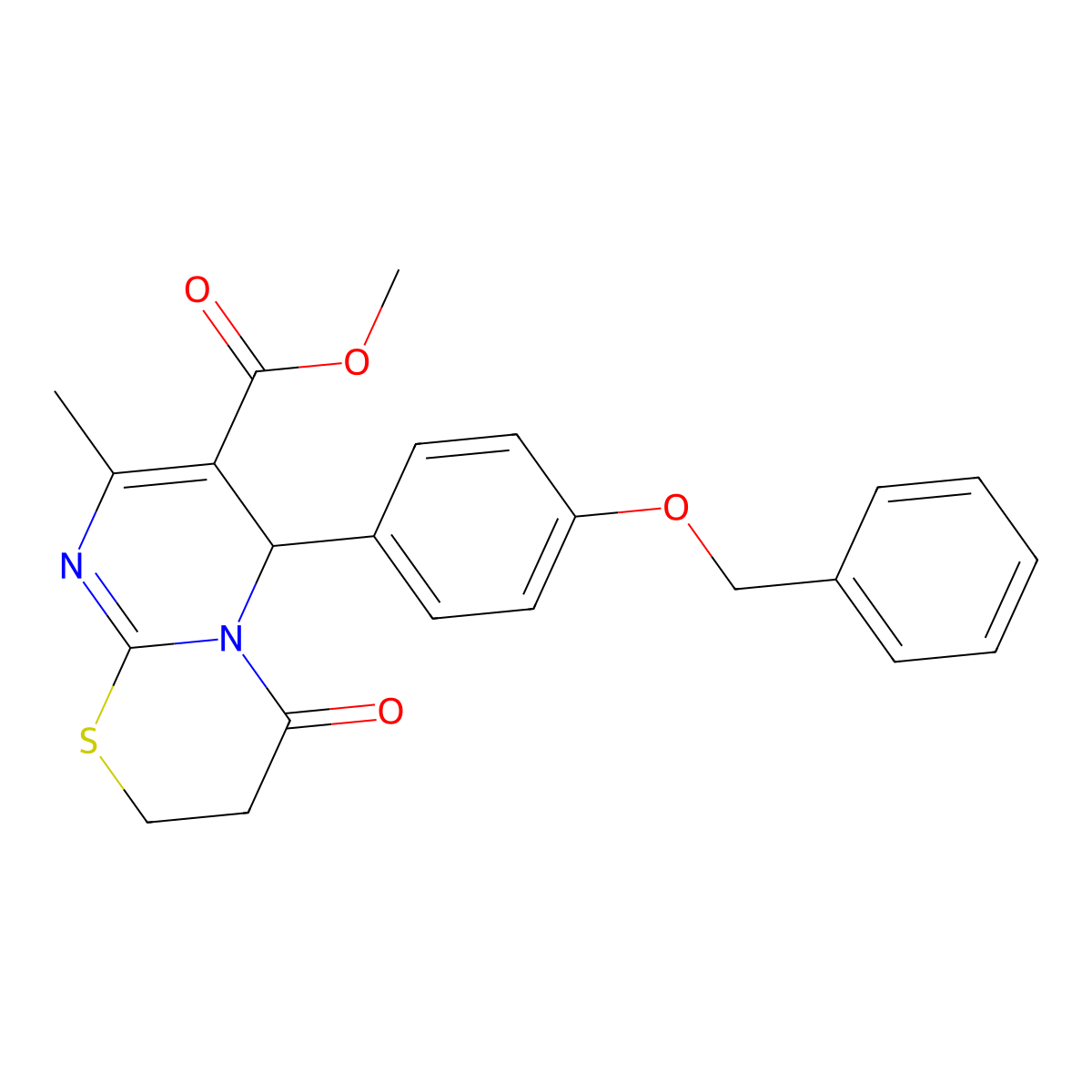 methyl 6-[4-(benzyloxy)phenyl]-8-methyl-4-oxo-2H,3H,4H,6H-pyrimido[2,1-b][1,3]thiazine-7-carboxylate molecular structure, CAS 608494-18-4