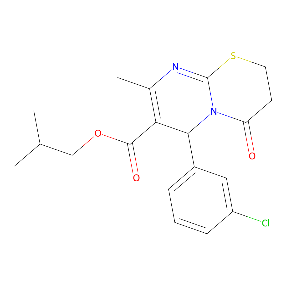 2-methylpropyl 6-(3-chlorophenyl)-8-methyl-4-oxo-2H,3H,4H,6H-pyrimido[2,1-b][1,3]thiazine-7-carboxylate molecular structure, CAS 608494-19-5