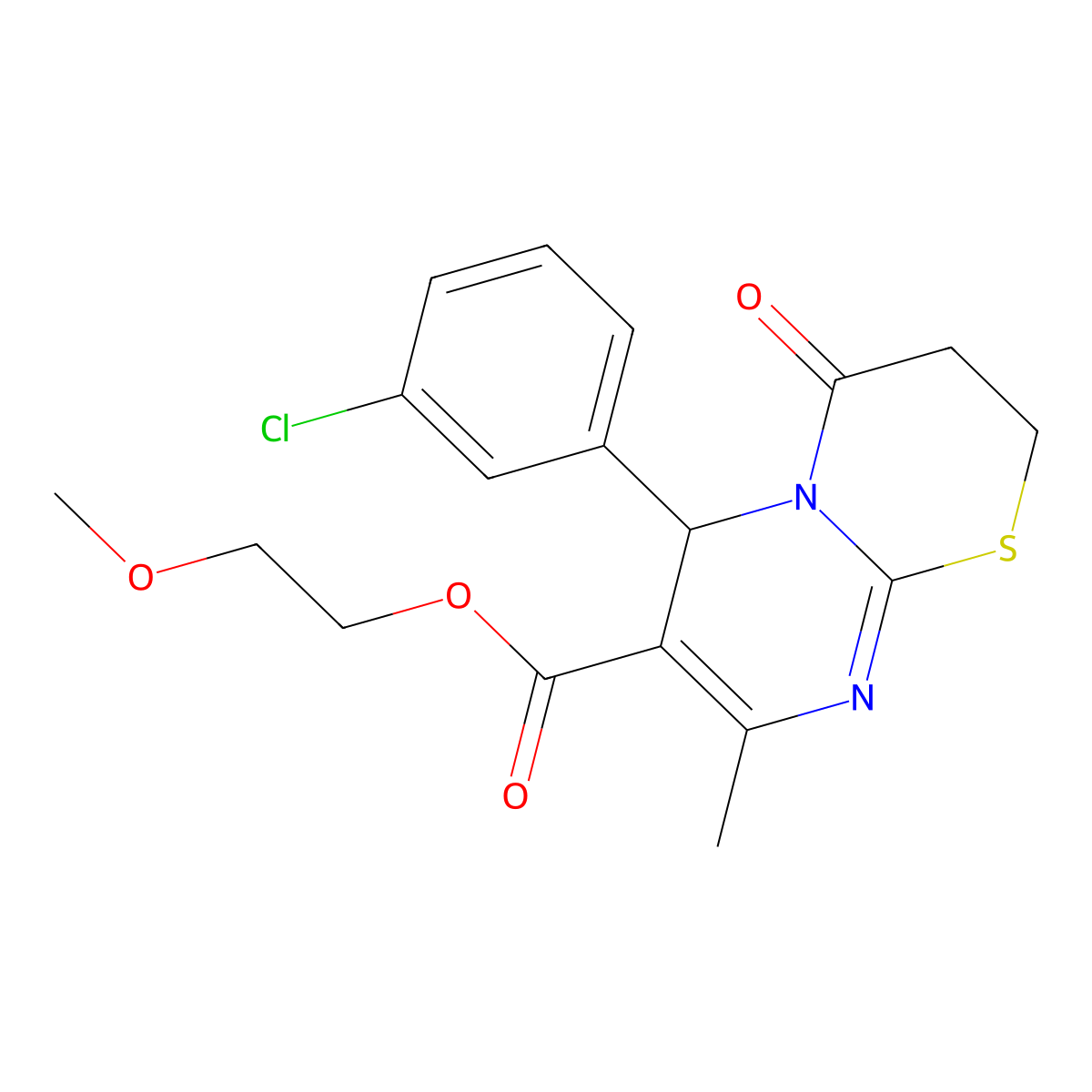 2-methoxyethyl 6-(3-chlorophenyl)-8-methyl-4-oxo-2H,3H,4H,6H-pyrimido[2,1-b][1,3]thiazine-7-carboxylate molecular structure, CAS 608494-21-9