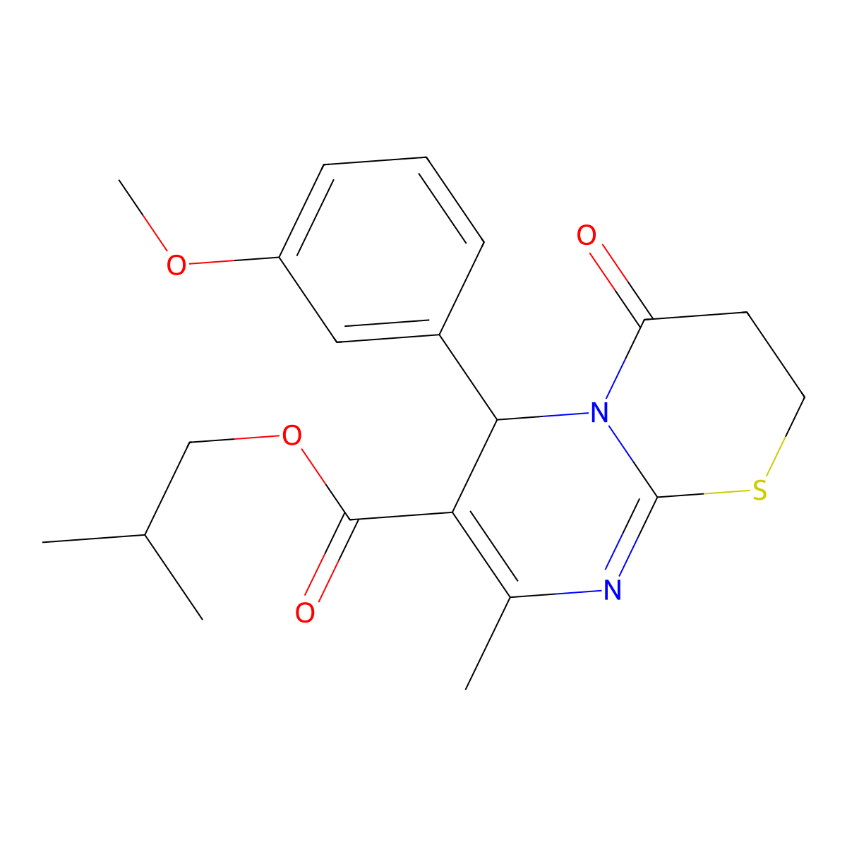 2-methylpropyl 6-(3-methoxyphenyl)-8-methyl-4-oxo-2H,3H,4H,6H-pyrimido[2,1-b][1,3]thiazine-7-carboxylate molecular structure, CAS 608494-28-6